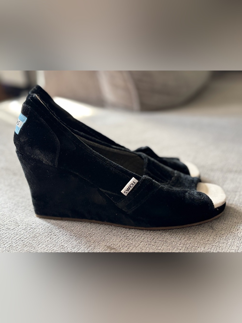 Toms Velvet Wedge Flats